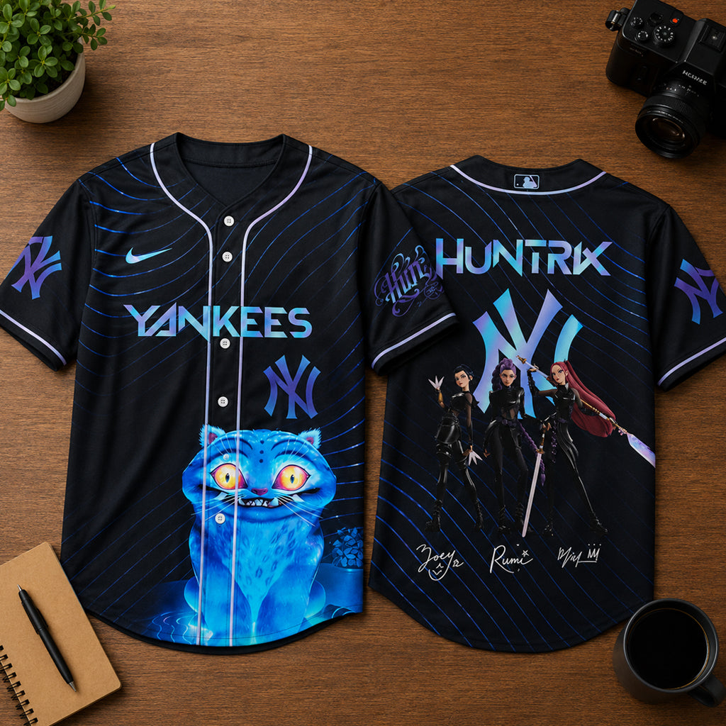 Unisex New York Yankees K-Pop Demon Hunters Night 2026 Baseball Jersey for Baseball and K-Pop Fans