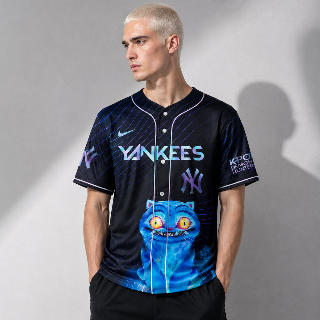 Unisex New York Yankees K-Pop Demon Hunters Night 2026 Baseball Jersey for Baseball and K-Pop Fans