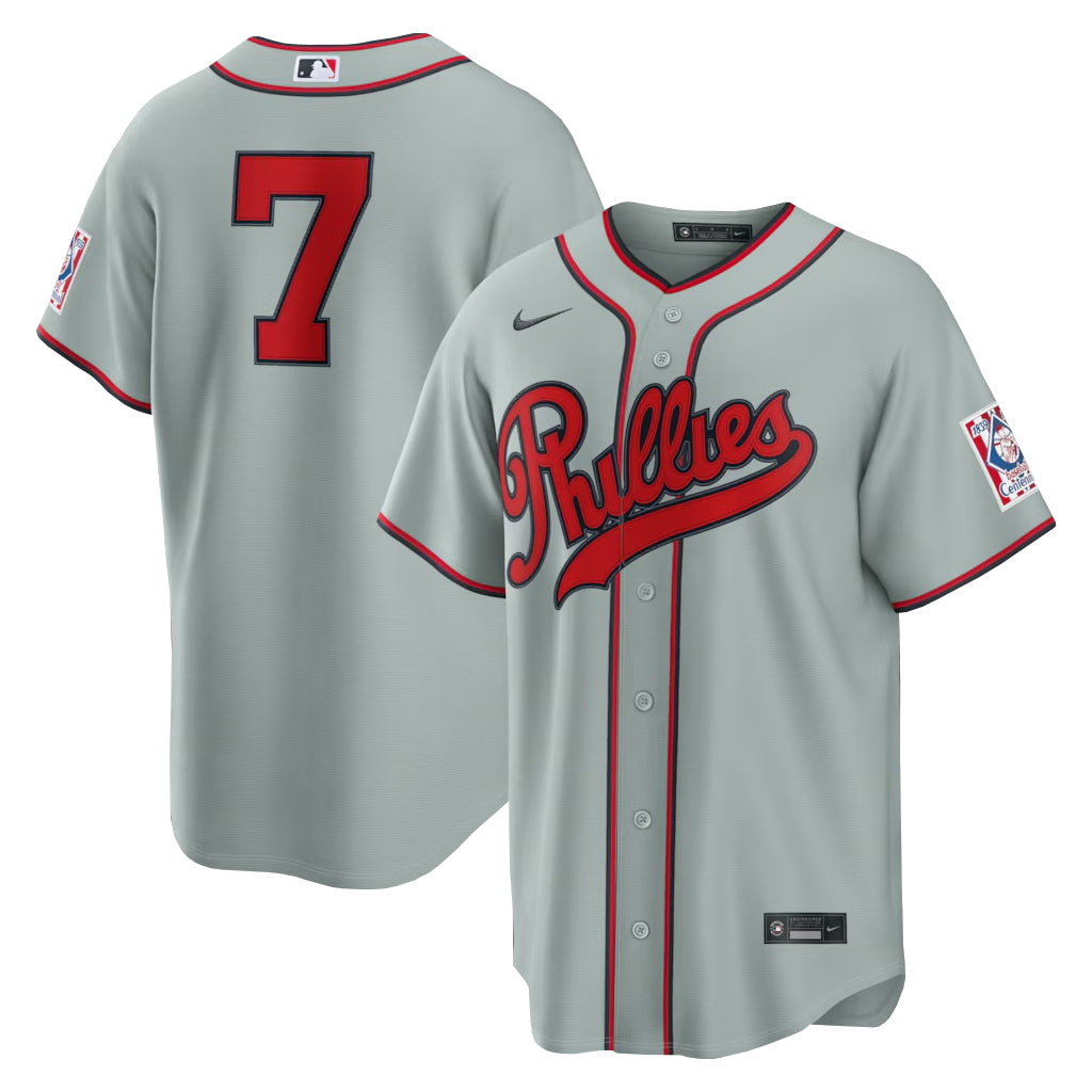Unisex Philadelphia Phillies Trea Turner Gray 2026 Field of Dreams Stadium Baseball Jersey for Baseball Fans