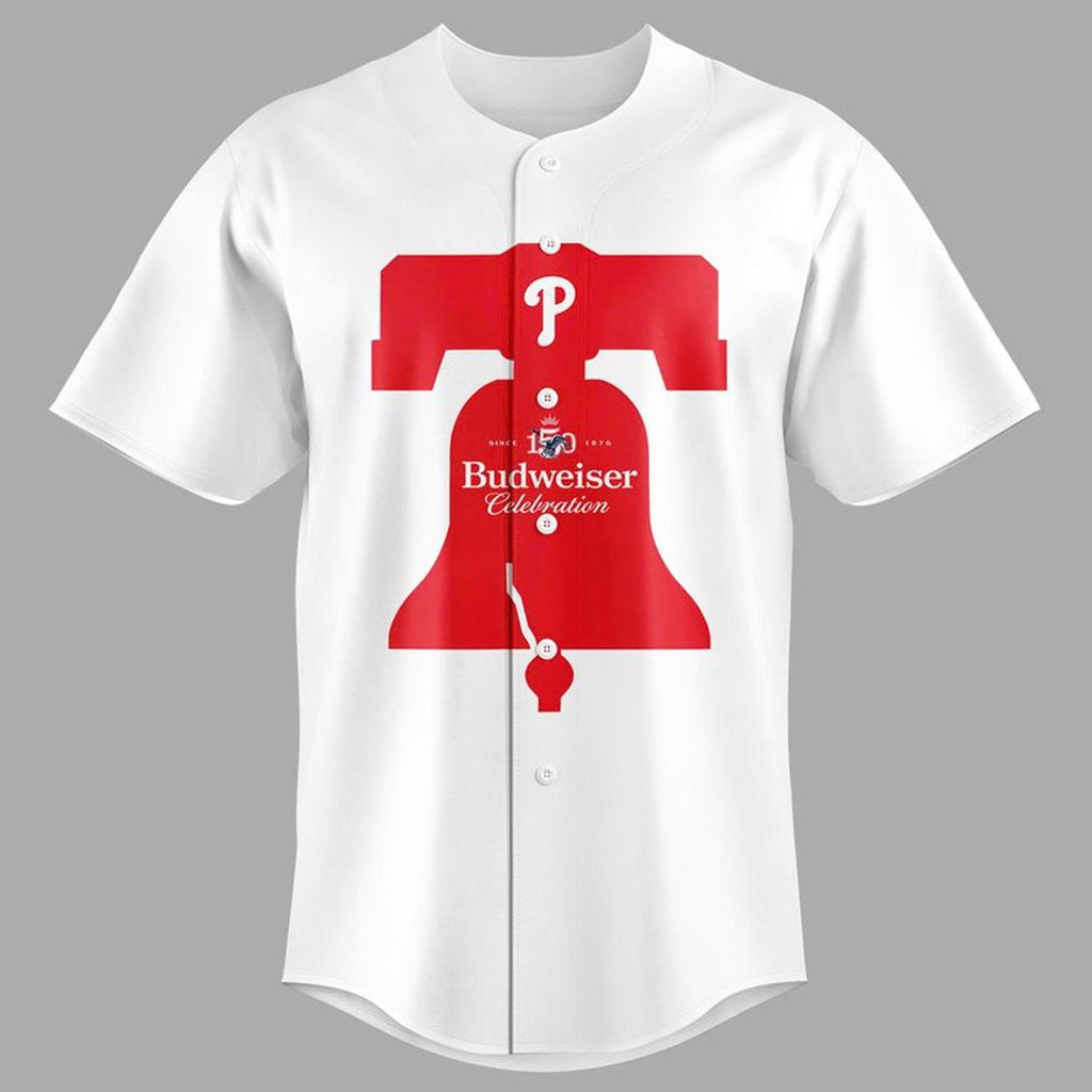 Unisex Philadelphia Phillies x Budweiser 150th Anniversary 2026 Graphic Baseball Jersey for Baseball and Beer Fans
