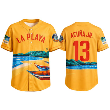 Unisex Ronald Acuna Jr Beach Connect Series 2026 La Playa Baseball Jersey for Baseball Fans