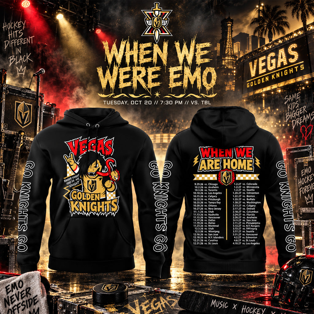 Vegas Golden Knights When We Were Emo Black Graphic Hoodie for Hockey Fans