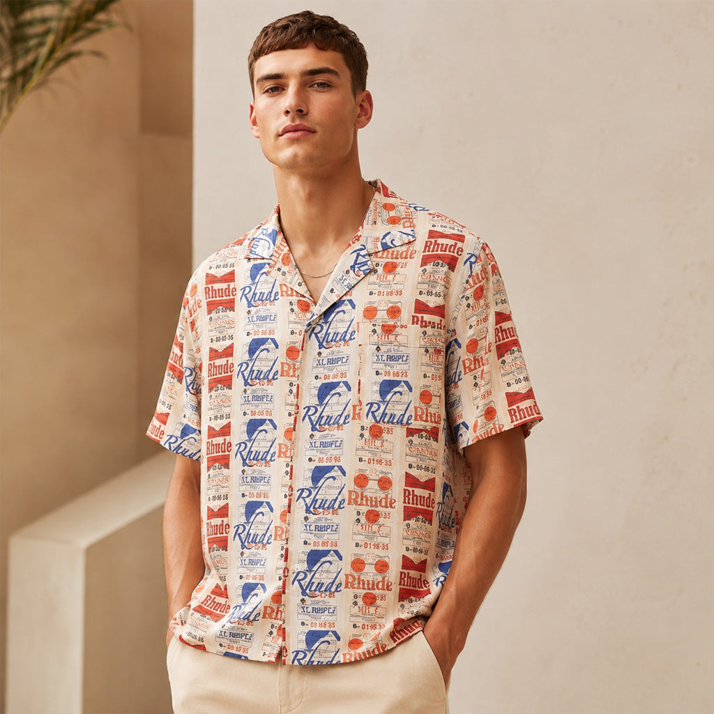 Vintage Travel Ticket Collage 2026 Hawaiian Shirt for Summer Vacation