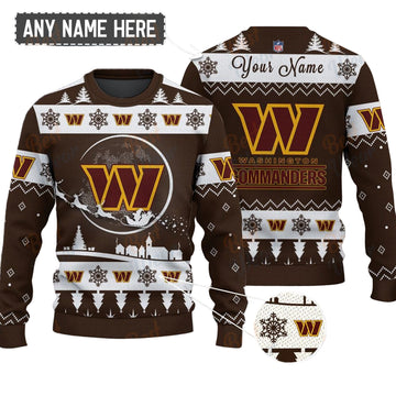 Washington Commanders NFL Ugly Christmas Sweater - Name Customized