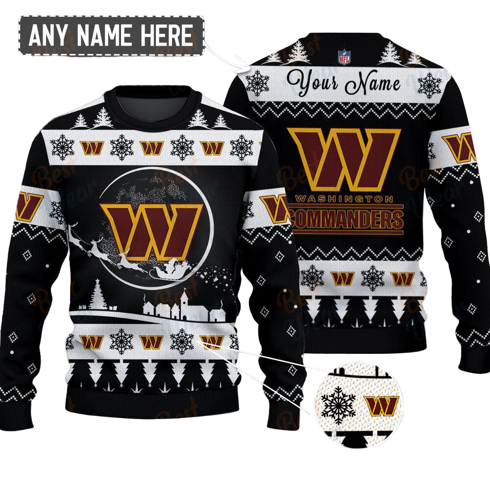 Washington Commanders NFL Ugly Christmas Sweater - Name Customized