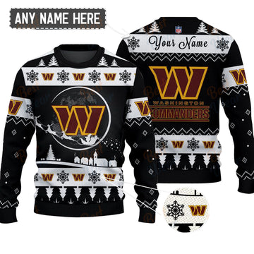 Washington Commanders NFL Ugly Christmas Sweater - Name Customized