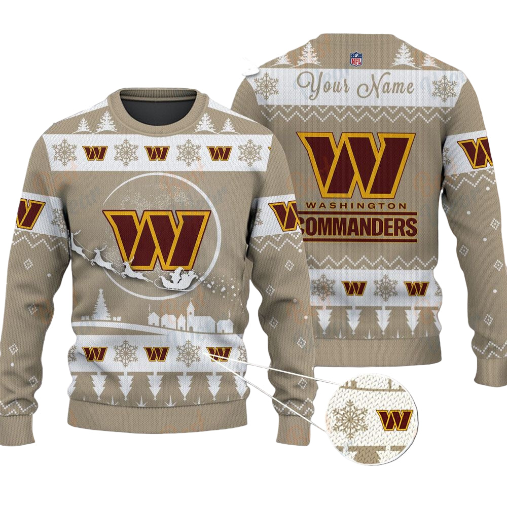 Washington Commanders NFL Ugly Christmas Sweater - Name Customized