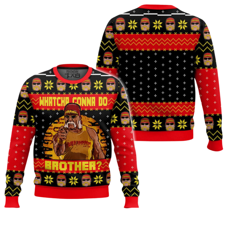 Whatcha Gonna Do Brother? Hulk Hogan Knitted Ugly Christmas Sweater