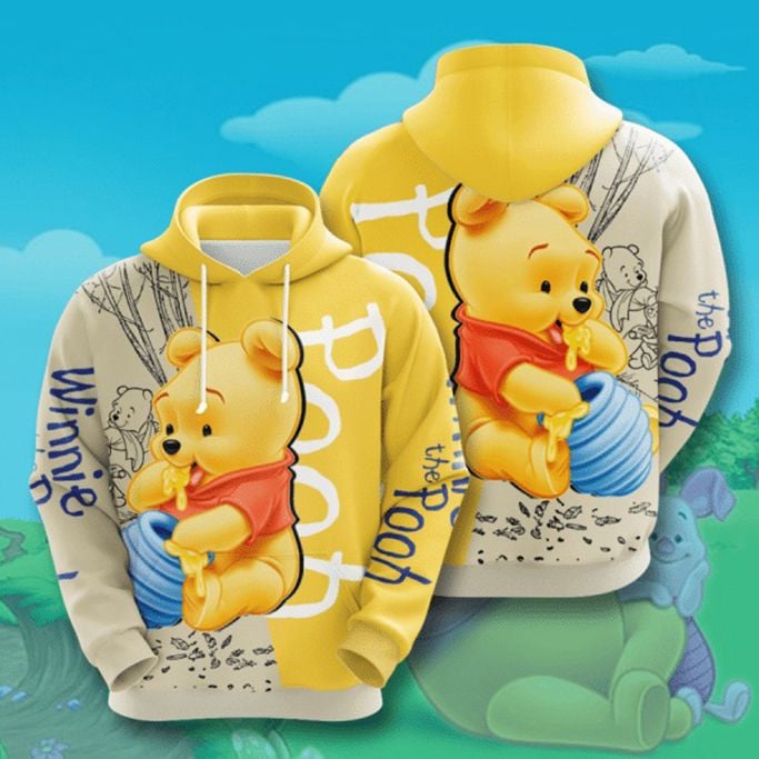 Winnie The Pooh Bear Design Gift For Fan Custom 3d Hoodie All Over Printed Hoodie