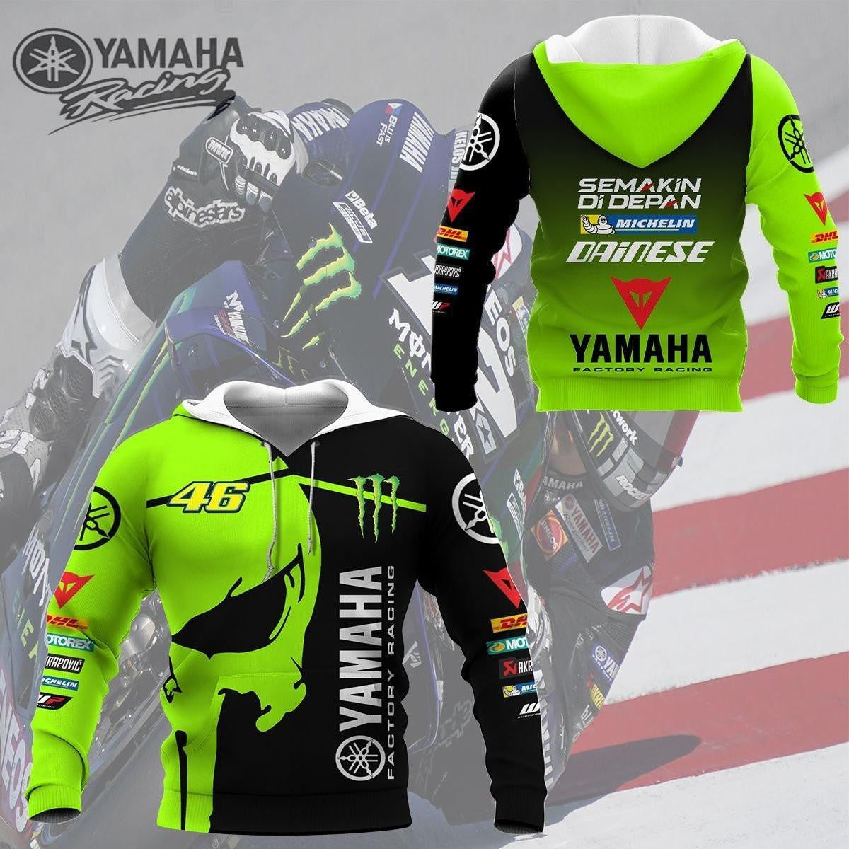 Yamaha Factory Racing Skull Valentino Rossi Vr46all Over Print Hoodie, Zip Hoodie 146