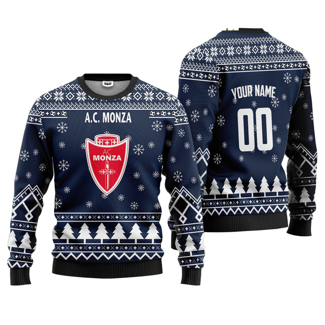 A.C Monza Personalized Ugly Christmas Sweater Blue Version ? Usalast