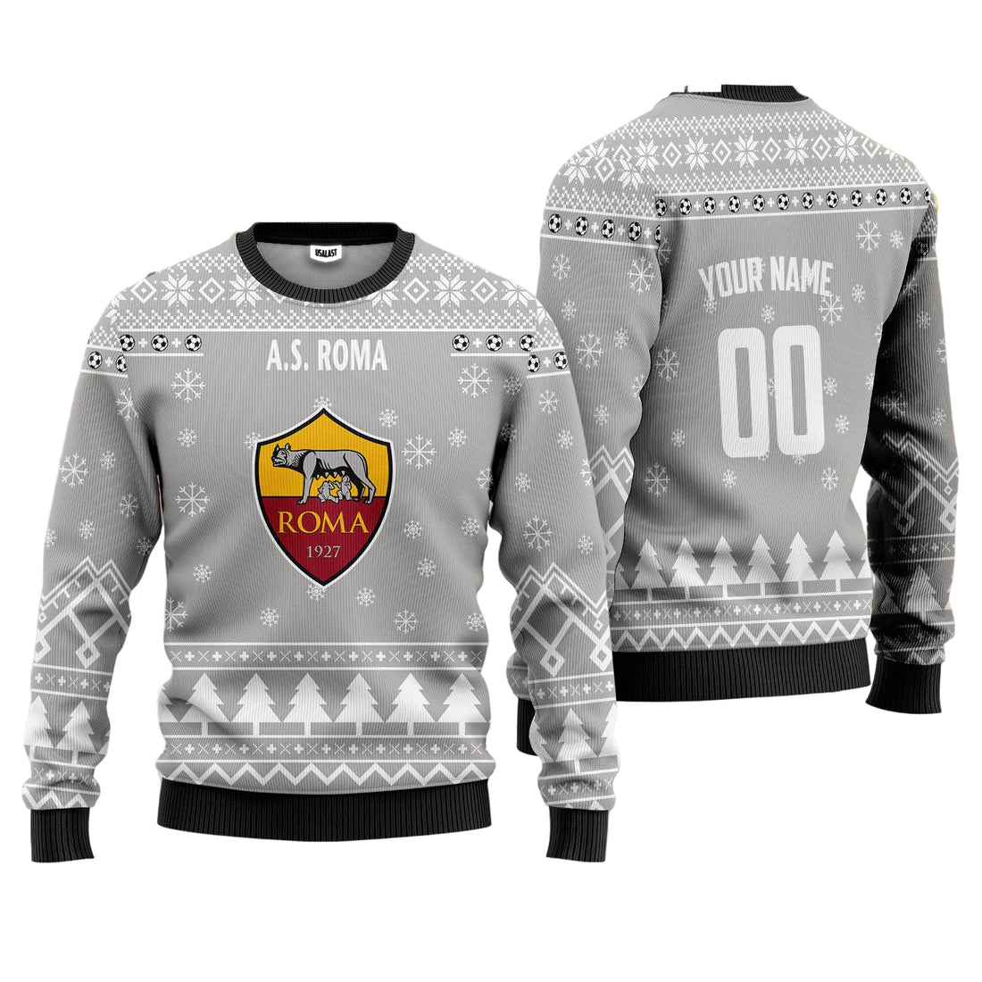 A.S Roma Personalized Ugly Christmas Sweater Grey Version ? Usalast