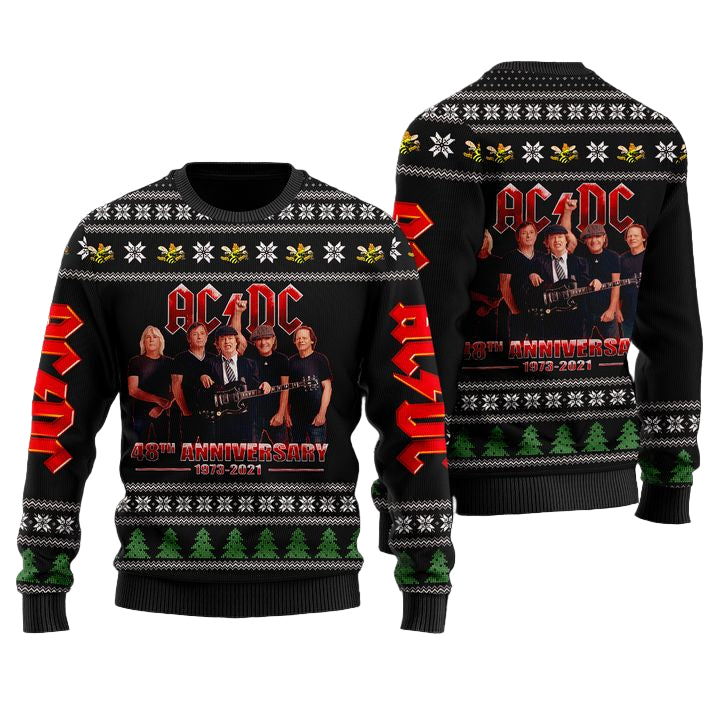 AC/DC Band Black 3D Faux Wool Ugly Sweater ? Usalast