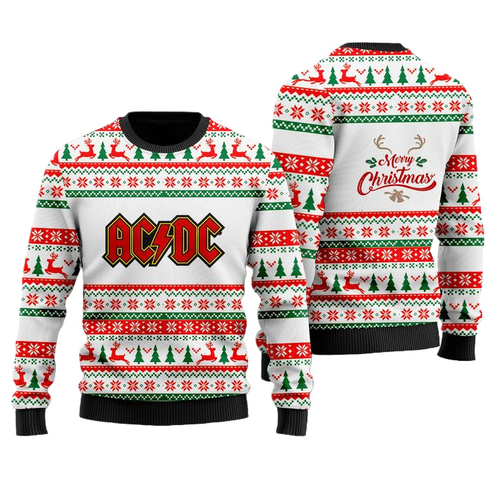 AC/DC Merry Christmas White Ugly Christmas Sweater ? Usalast
