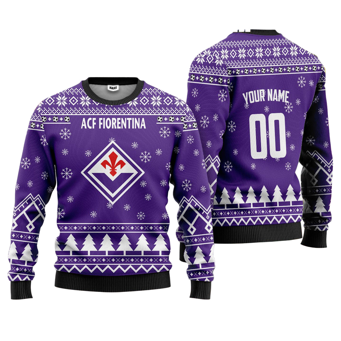 ACF Fiorentina Personalized Ugly Christmas Sweater Blue Version ? Usalast