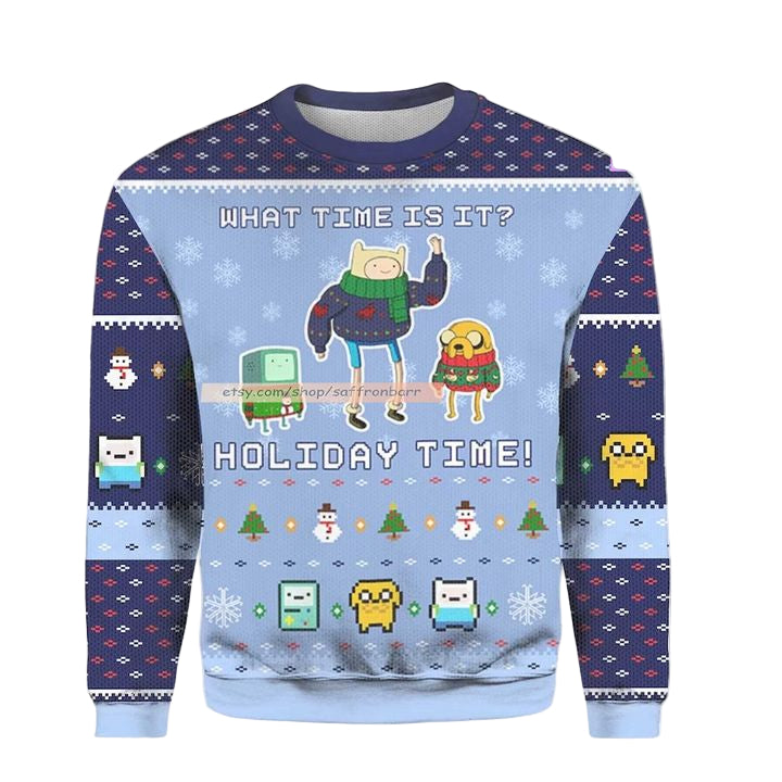 Adventure Time Time What Time Is It Time All Over Print Time 3d Ugly Christmas Sweater ? Usalast