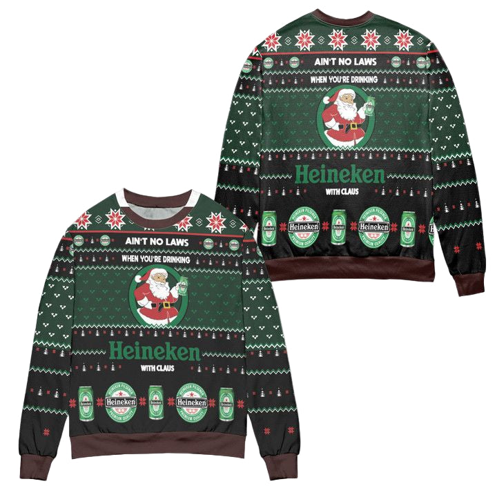 Aint No Laws When Youre Drinking Heineken With Claus Ugly Christmas Sweater ? Usalast