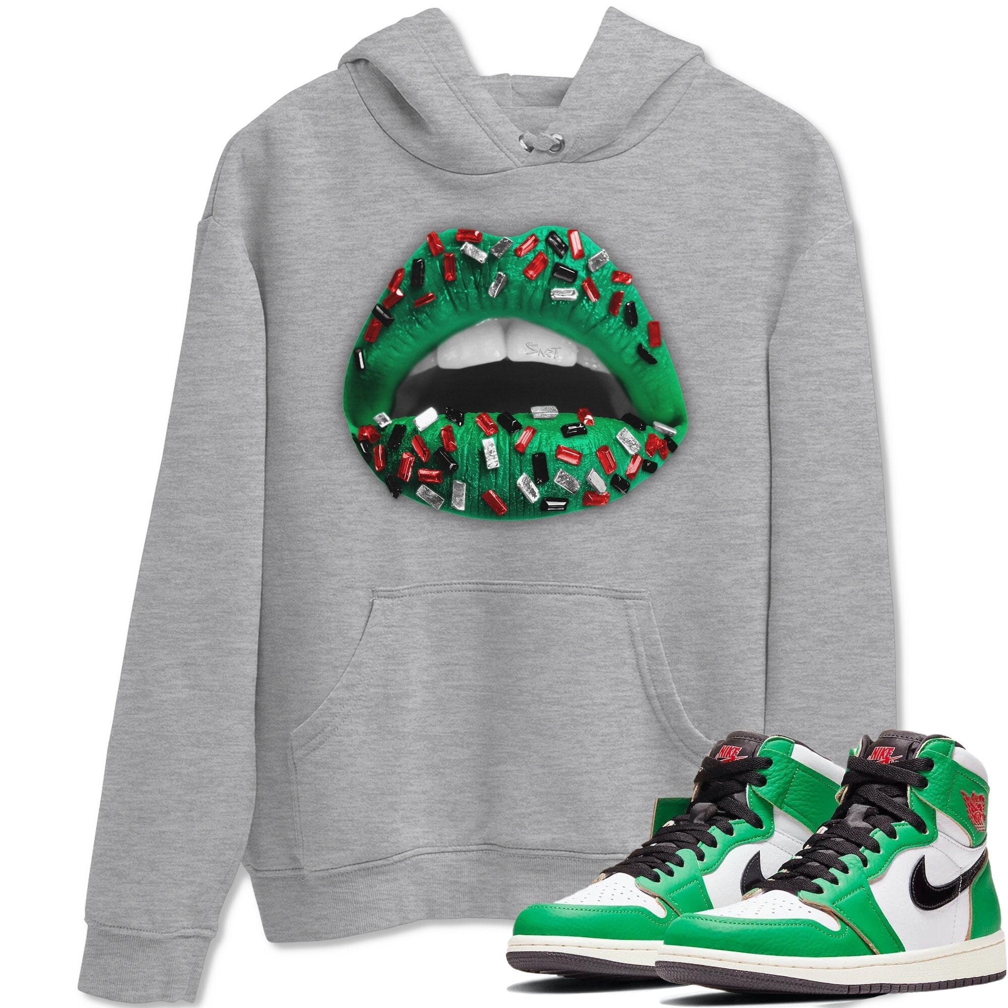 Lips Jewel Unisex Tops - Air Jordan 1 Lucky Green