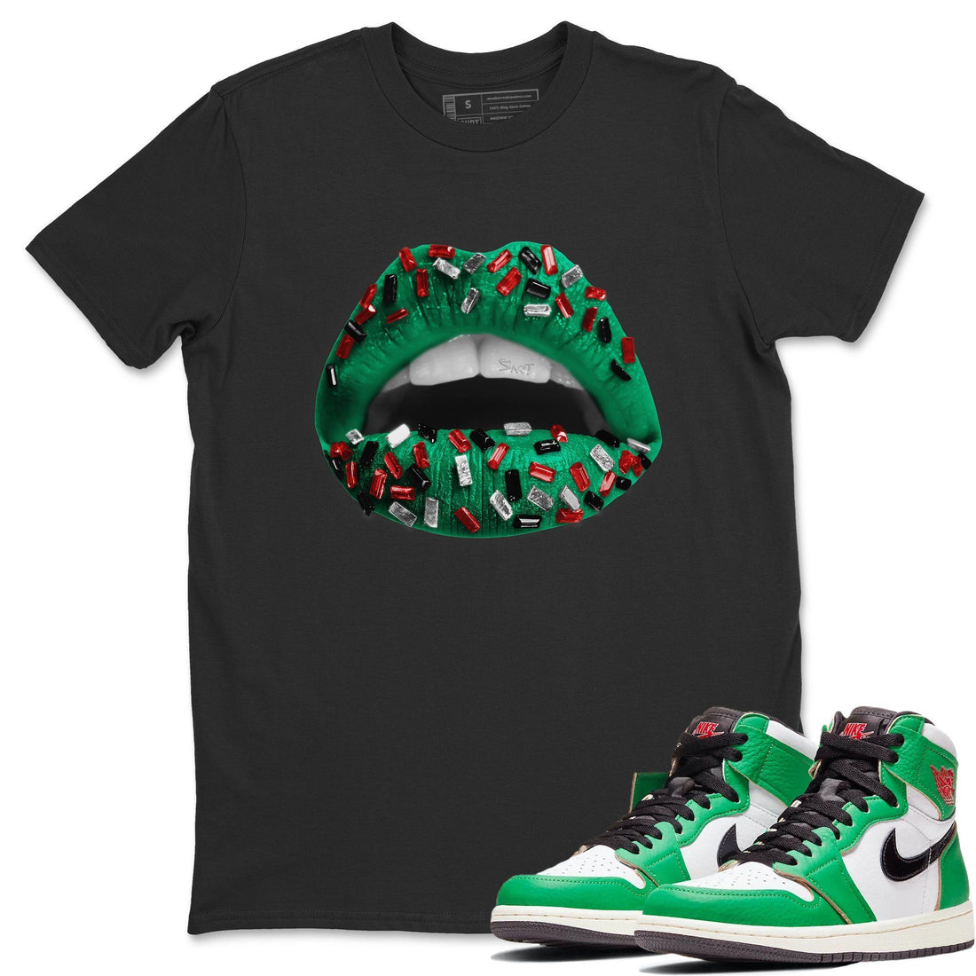 Lips Jewel Unisex Tops - Air Jordan 1 Lucky Green