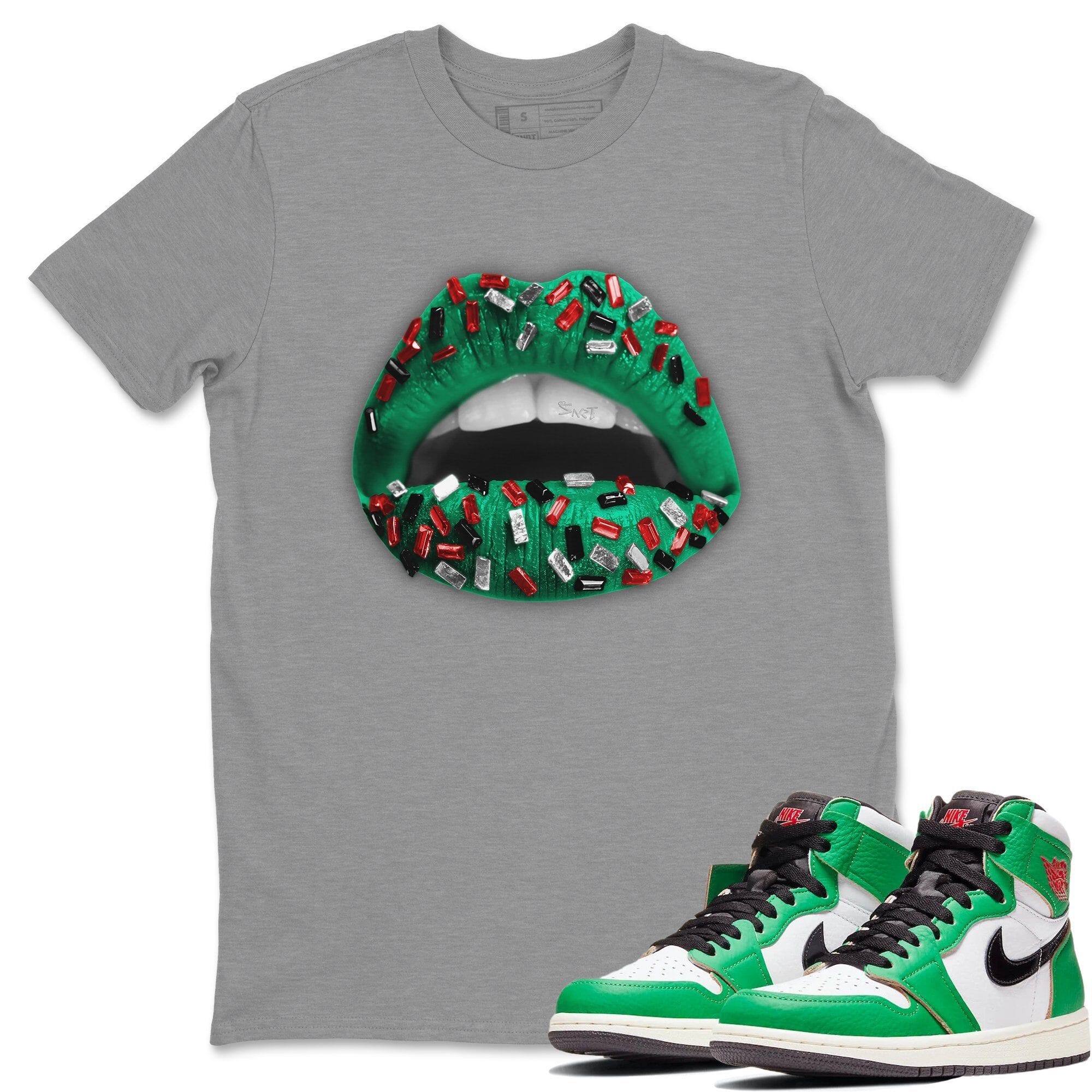 Lips Jewel Unisex Tops - Air Jordan 1 Lucky Green