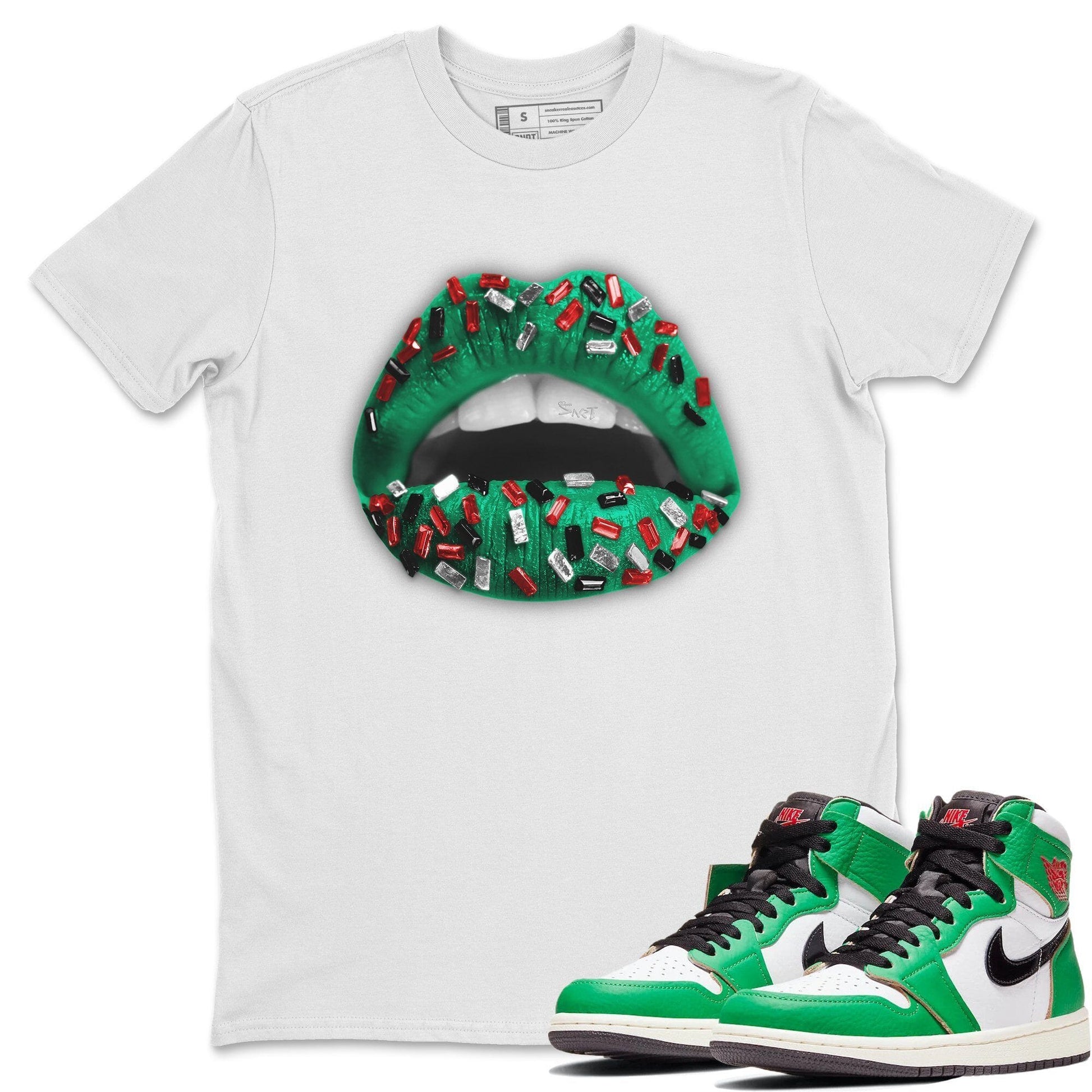 Lips Jewel Unisex Tops - Air Jordan 1 Lucky Green
