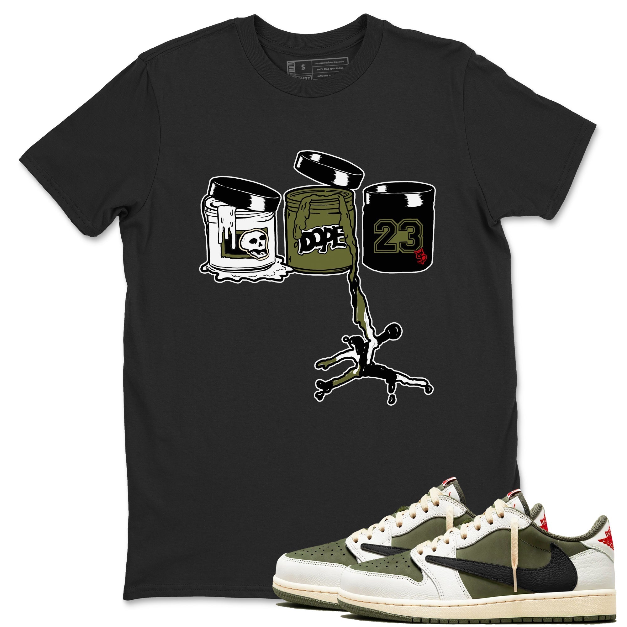 Jordan Paint Sneaker Tees - Air Jordan 1 Travis Scott Medium Olive