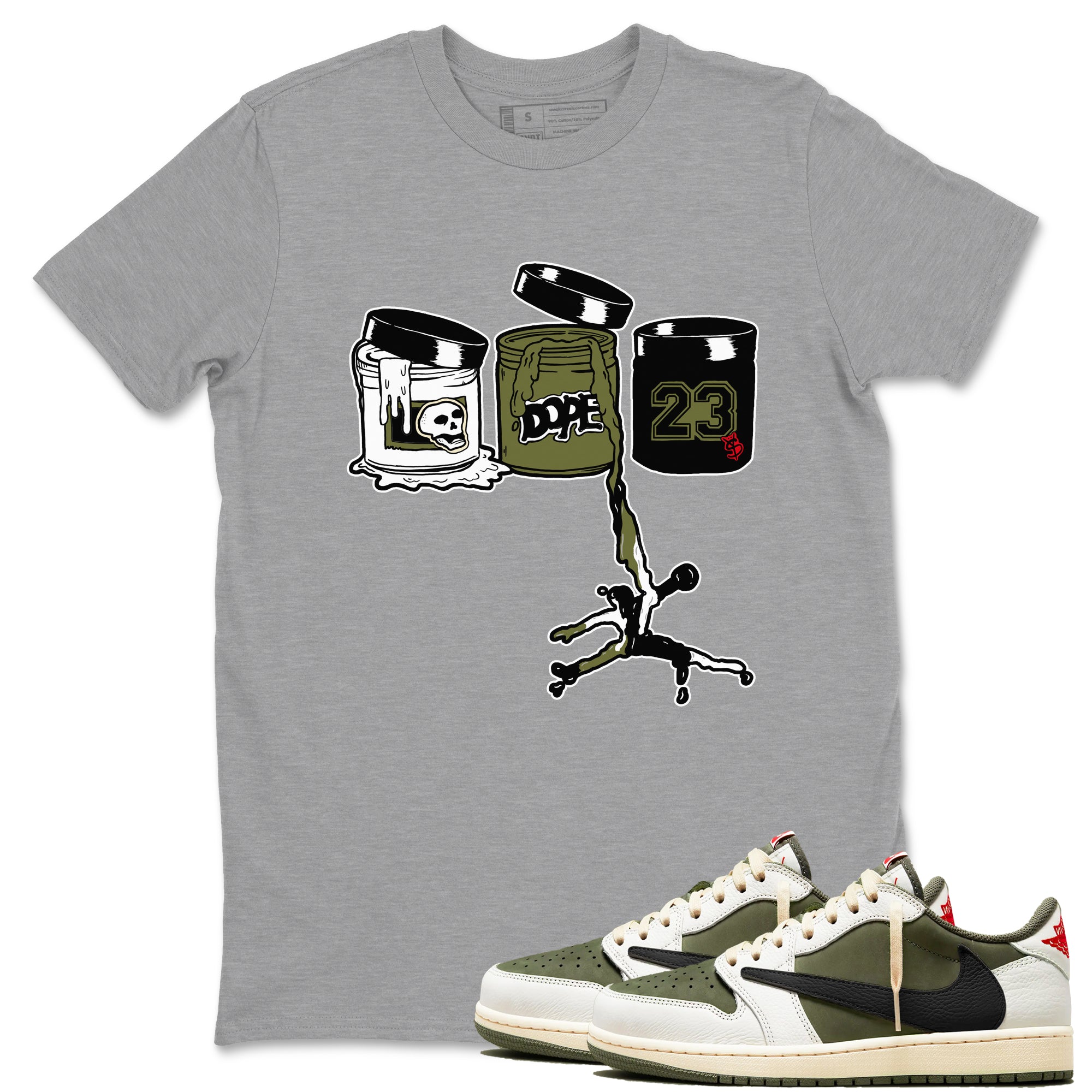 Jordan Paint Sneaker Tees - Air Jordan 1 Travis Scott Medium Olive