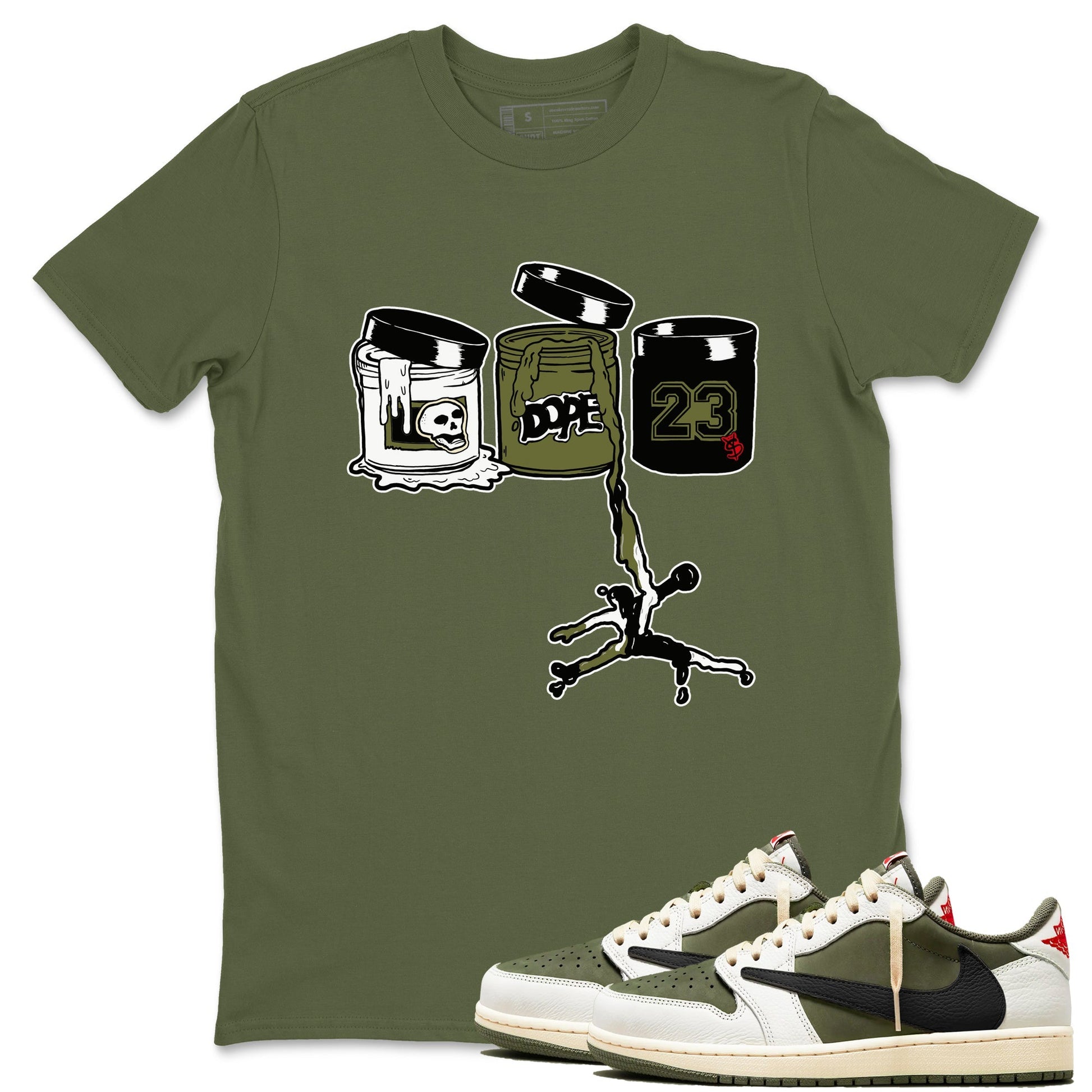 Jordan Paint Sneaker Tees - Air Jordan 1 Travis Scott Medium Olive