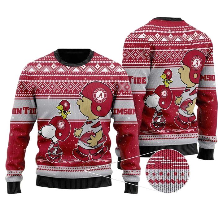 Alabama Crimson Tide Snoopy And Charlie Brown Ugly Christmas Sweater ? Usalast