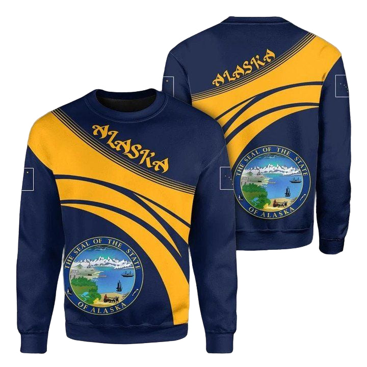 Alaska Coat Of Arms Sweater Cricket Style J5W ? Usalast