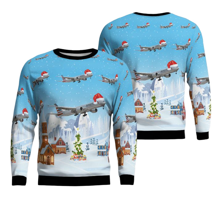 American Airlines Boeing 777-300ER Christmas Sweater 3D ? Usalast
