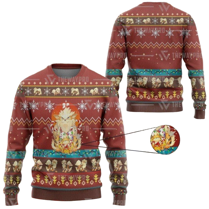 Anime Pokemon Arcanine Christmas Sweater ? Usalast