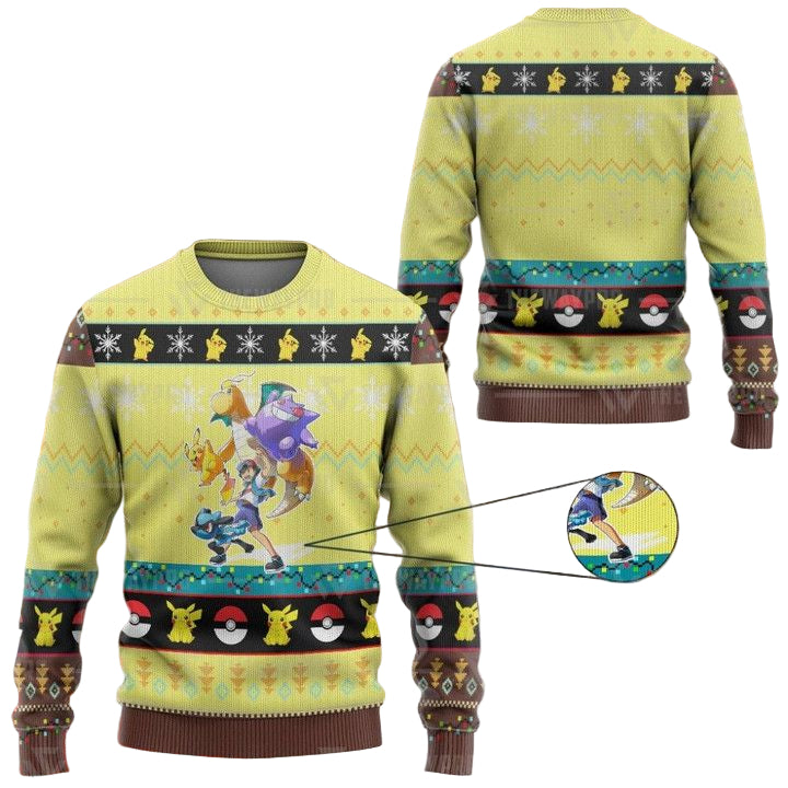 Anime Pokemon Ashs Poke Christmas Sweater ? Usalast