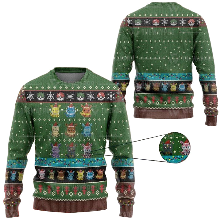 Anime Pokemon Eevee Evolution Christmas Sweater ? Usalast