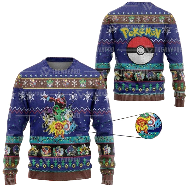 Anime Pokemon Eevengers Christmas Sweater ? Usalast