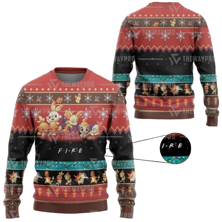 Anime Pokemon Fire Christmas Sweater ? Usalast
