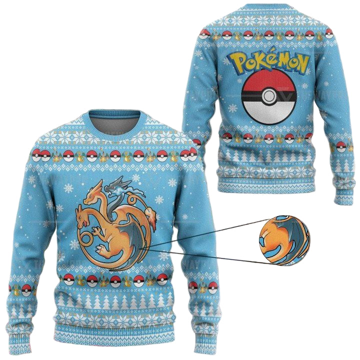 Anime Pokemon Fire Flying And Dragon Christmas Sweater ? Usalast