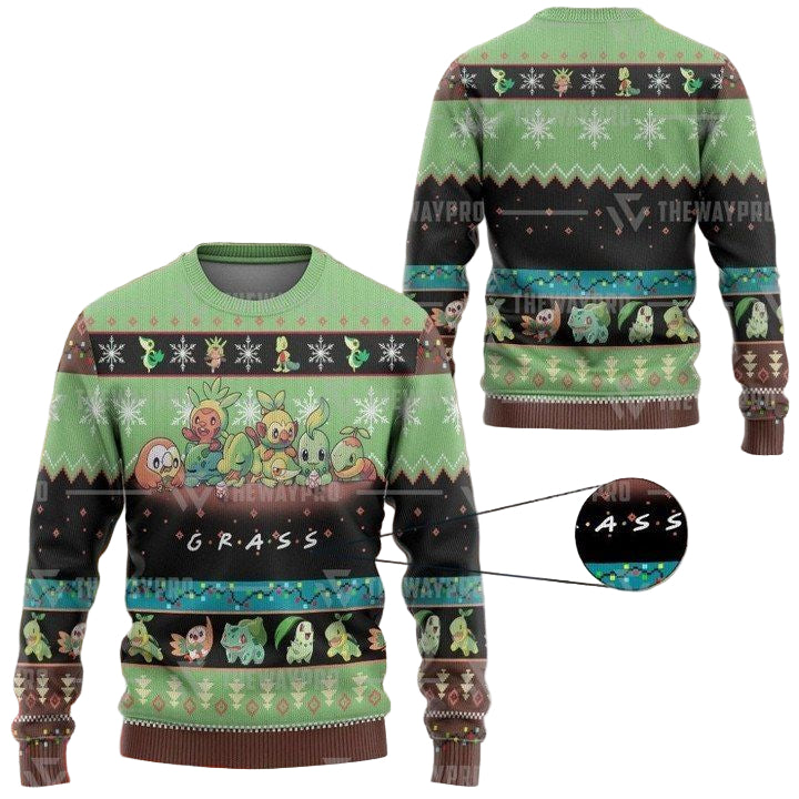 Anime Pokemon Grass Christmas Sweater ? Usalast