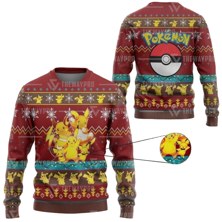 Anime Pokemon Pika Pika Christmas Sweater ? Usalast