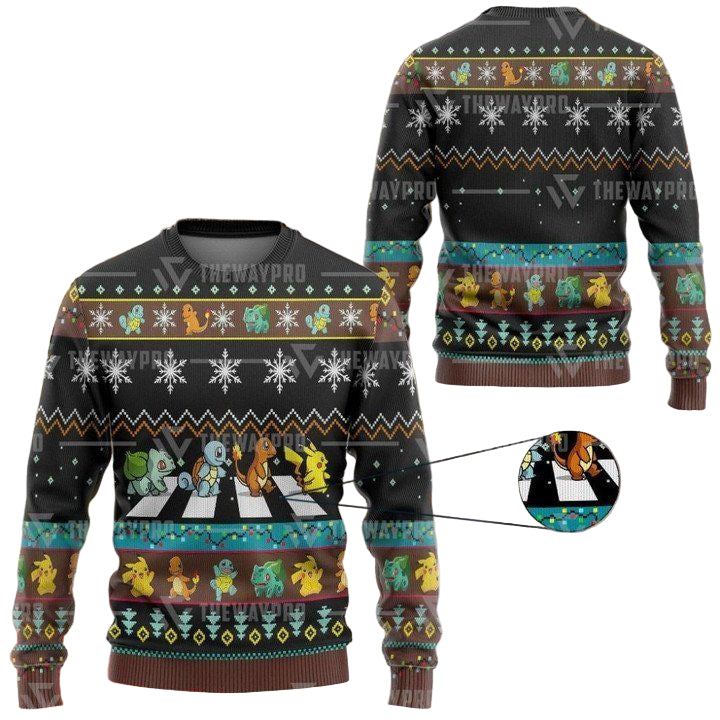 Anime Pokemon Road Crossing Christmas Sweater ? Usalast