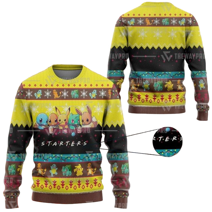 Anime Pokemon Starters Christmas Sweater ? Usalast