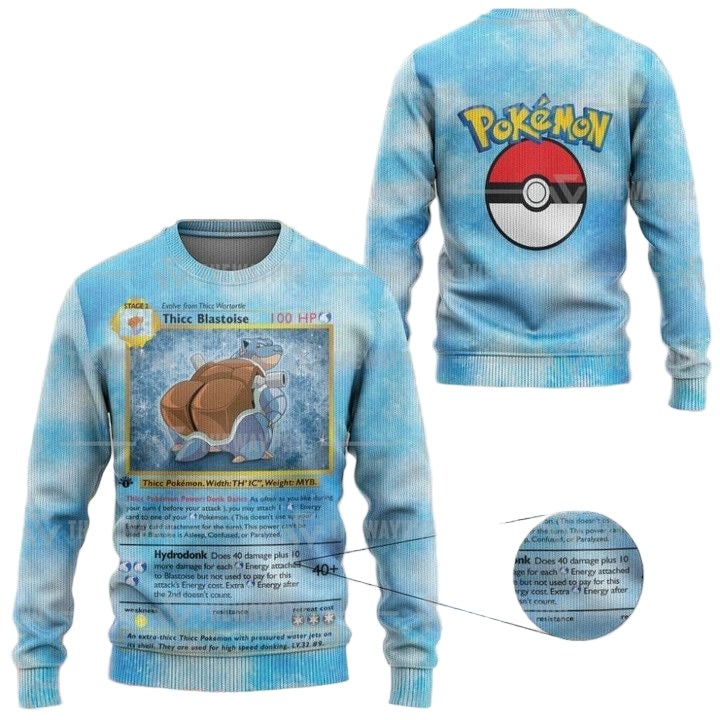 Anime Pokemon Thicc Blastoise Christmas Sweater ? Usalast
