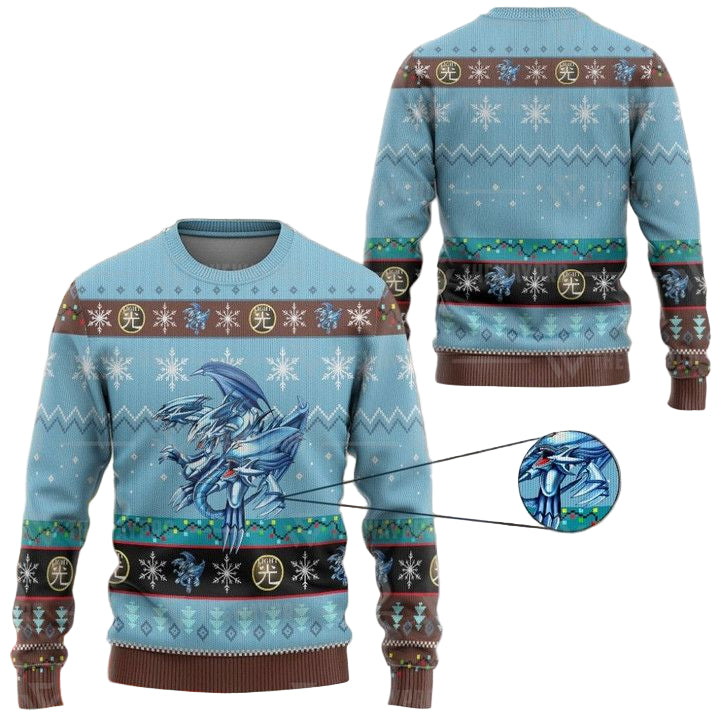 Anime Yu Gi Oh Blue Eyes Ultimate White Dragon Christmas Sweater ? Usalast