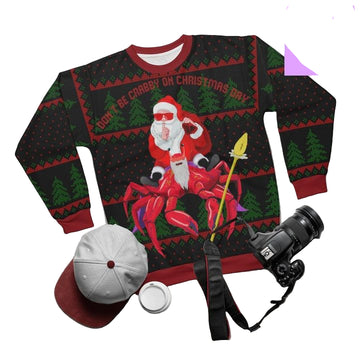 Anta Riding On A Crab Crustaceancore Dont Be Crabby On Day 3d Ugly Christmas Sweater ? Usalast