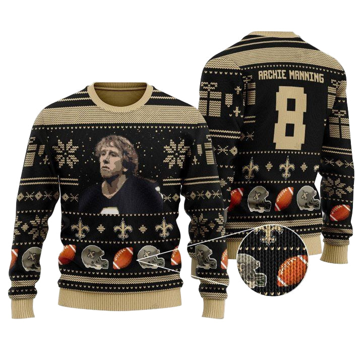 Archie Manning 8 New Orleans Saints Nfl Christmas Sweater ? Usalast