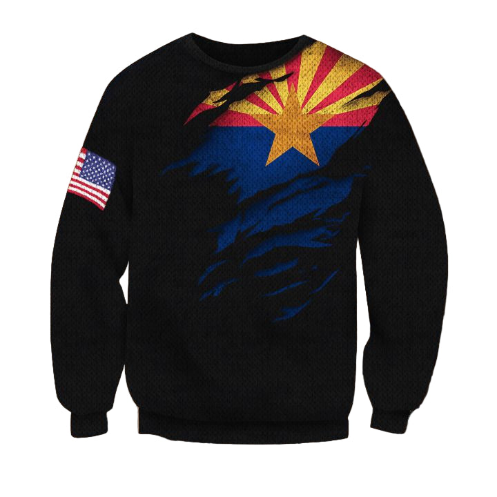 Arizona State Flag ? American Flag Sweater Arizona Flag Basic Sweater Winter Gift For Him ? Usalast