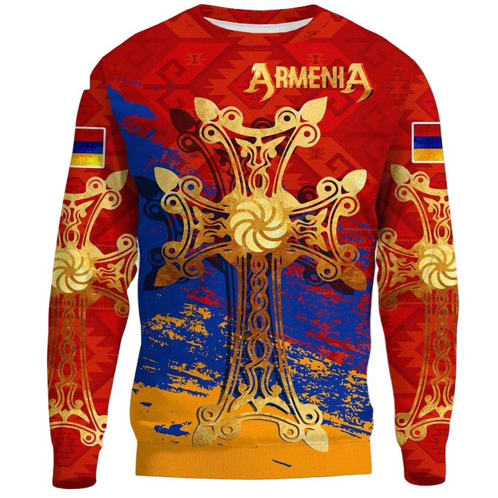 Armenia Khachkar Armenian Cross Special Sweater Knitted Long-Sleeved Sweater A7 ? Usalast