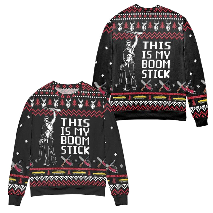 Ash Army Of Darkness This Is My Boomstick Ugly Christmas Sweater ? Black ? Usalast