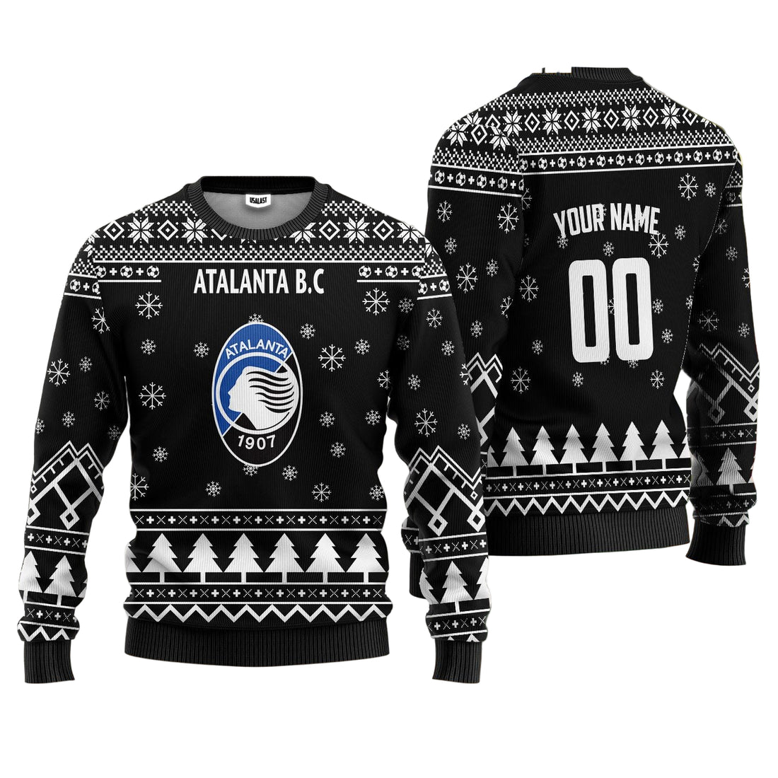Atalanta B.C Personalized Ugly Christmas Sweater Black Version ? Usalast