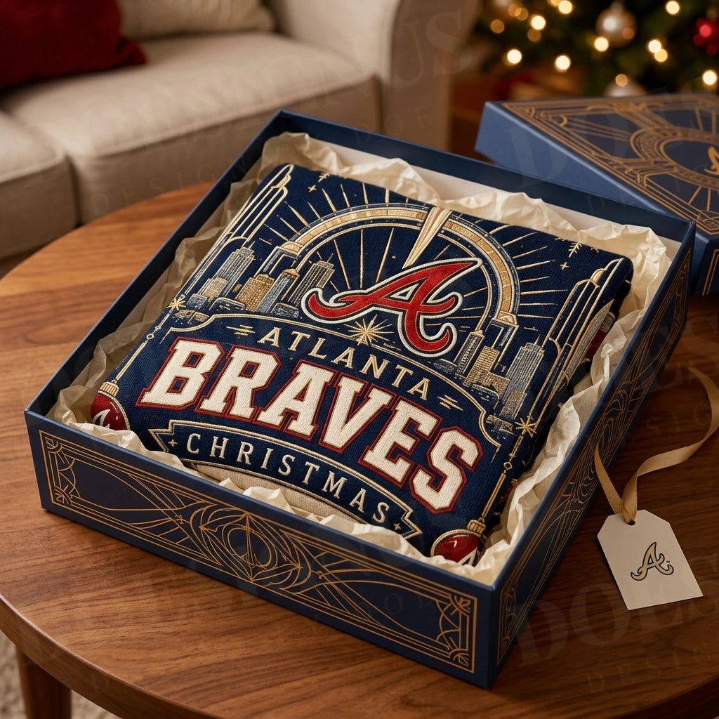 Custom Name And Number Atlanta Braves Christmas Ugly Sweater 2026